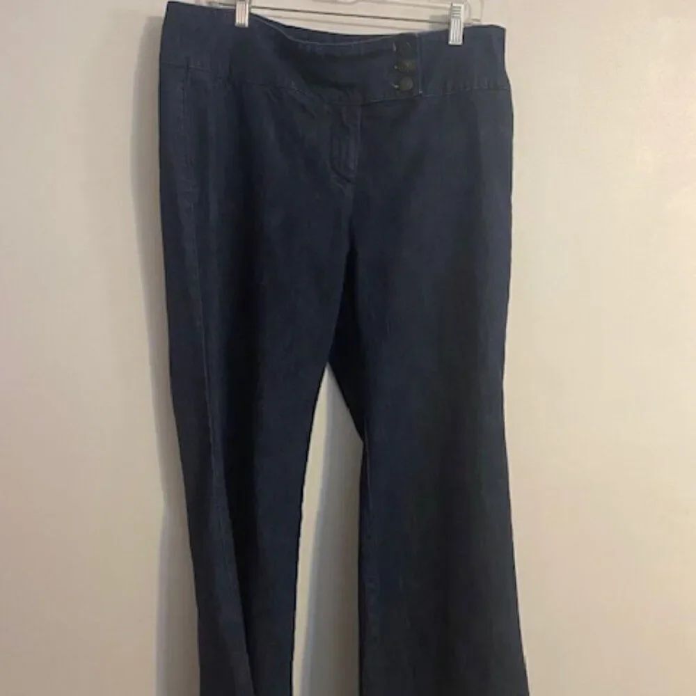 Battery Park New York & Co high waisted wide leg denim jeans, size 16